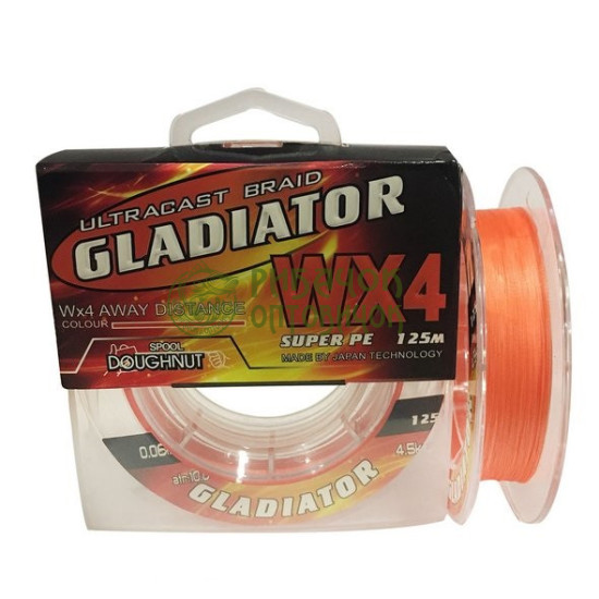 Шнур "GLADIATOR-UltraCast" (помаранчевий, 4-х жилковий) 125 m / 0.12 mm