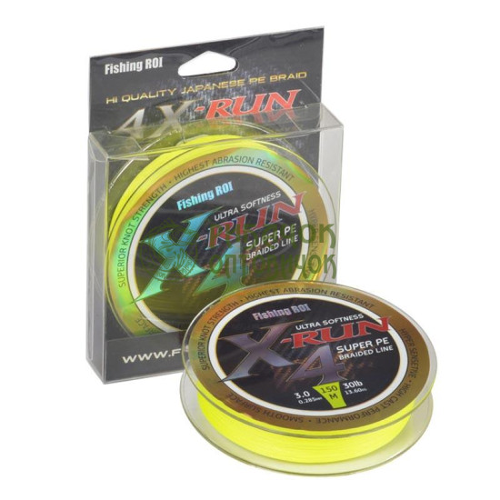 Шнур плетений Fishing ROI X-Run 4PE 150м 0.205mm lemon yellow (M721)