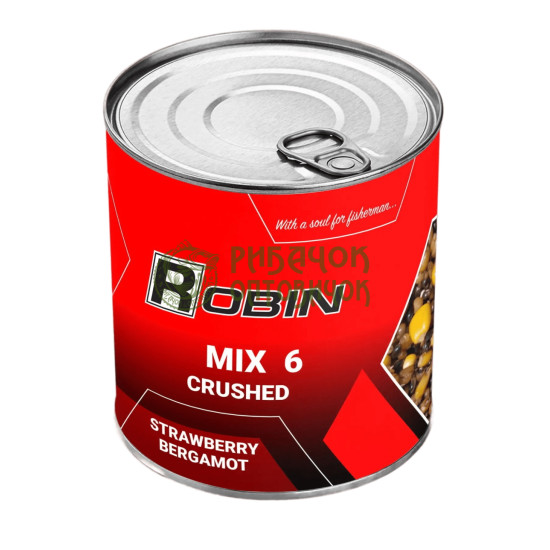 "MIX-6" зерен дробл. ROBIN 900 ml.ж/б полуниця-бергамот