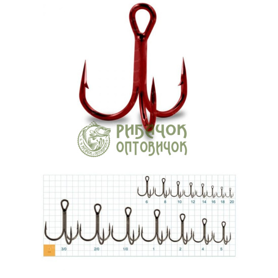 Gurza Round treble hook ST-36 # 3 RED 25 шт.