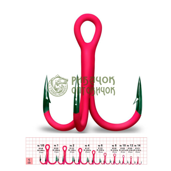 Gurza ROUND TREBLE ST-36 UV RED # 8 25 шт.