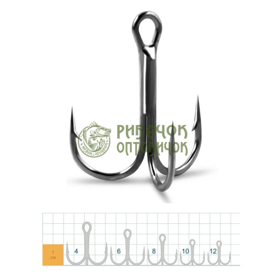 Gurza Round treble hook # 12 BN 50 шт. (трійник round bend)
