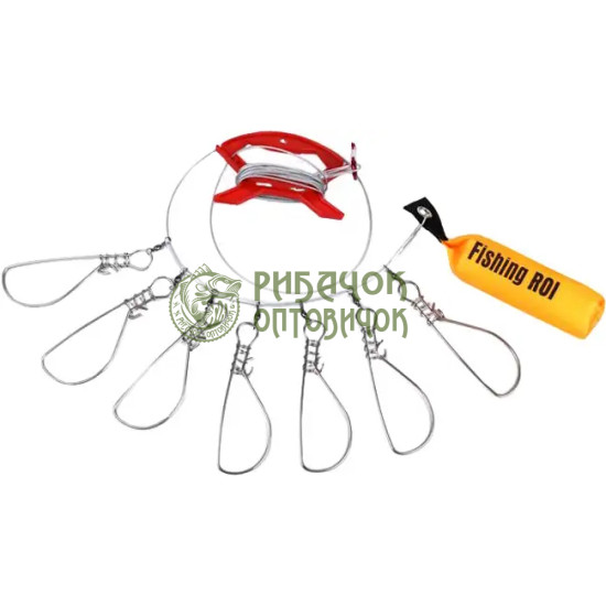 Кукан Fishing ROI 7 карабінів на тросу з поплавцем