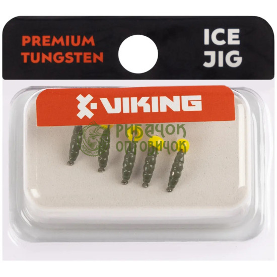 Мормишка вольфрамова Viking Fishing Shrimp+bead 07mm Olive+Y (5шт)