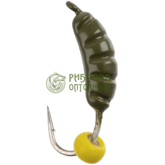 Мормишка вольфрамова Viking Fishing Shrimp+bead 07mm Olive+Y (5шт)