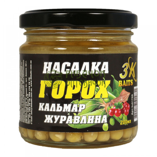 3Kbaits Насадка "Горох" Premium (кальмар-журавлина) 200мл