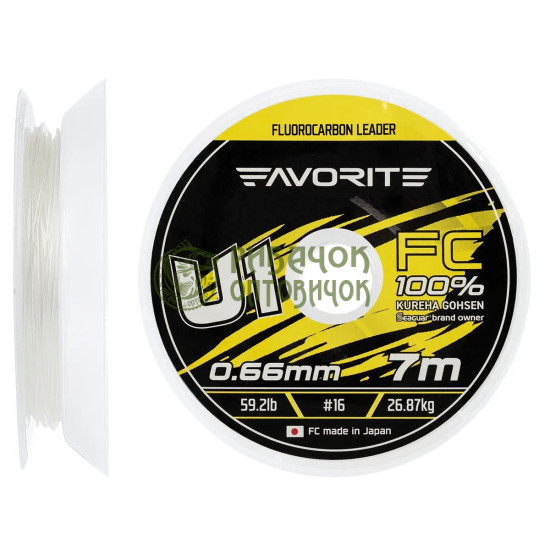 Флюорокарбон Favorite U1 FC 7m #16/0.66mm 59.2lb/26.87kg