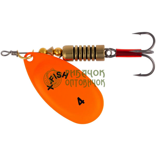 Блешня X-Fish Stark №4 9.5g Nikel UV orange ( 5 шт/ уп )