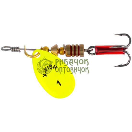 Блешня X-Fish Stark №1 2.5g Nikel UV lime ( 5 шт/ уп )