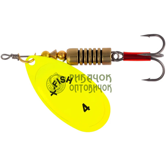 Блешня X-Fish Stark №4 9.5g Nikel UV lime ( 5 шт/ уп )