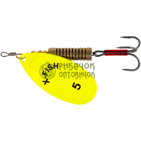 Блешня X-Fish Stark №5 14g Nikel UV lime ( 5 шт/ уп )