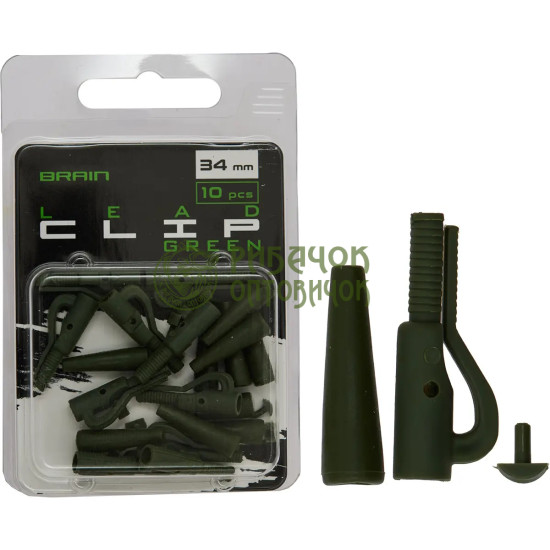 Безпечна кліпса Brain Lead Clip With Stopper 34mm Green (10 шт/уп) SGXA-90472