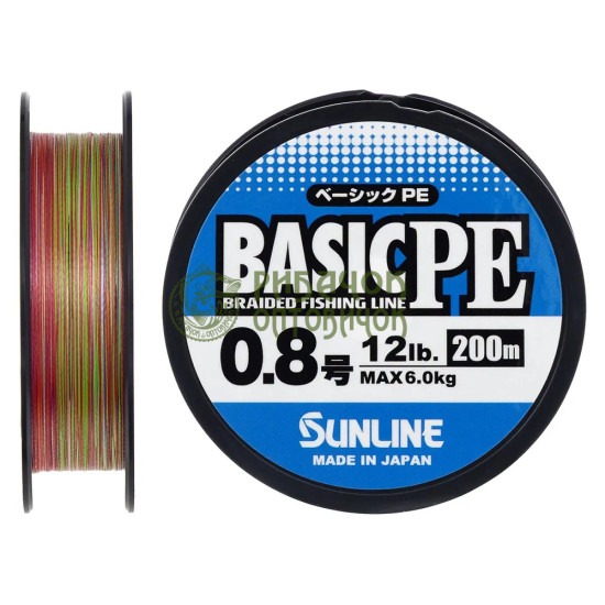 Шнур Sunline Basic PE 200m (Multi Color) #0.8/0.153mm 12lb/6kg