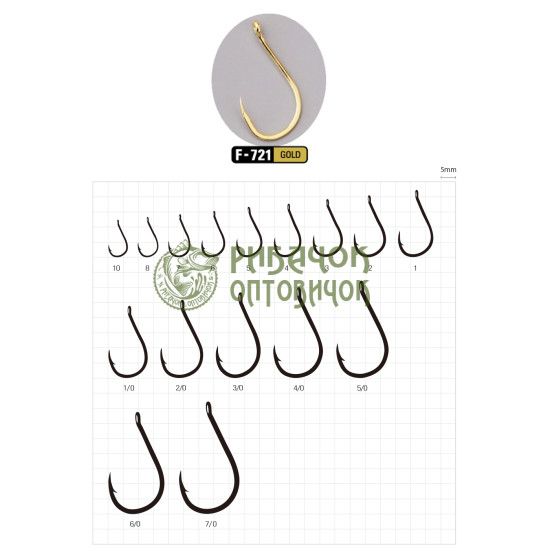 Гачок SASAME CHINU RINGED №8 F-721 GOLD (14 шт)