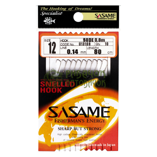 Гачок SASAME Snelled Hooks SODE №8-0.16 U13108 NICKEL (10 шт)