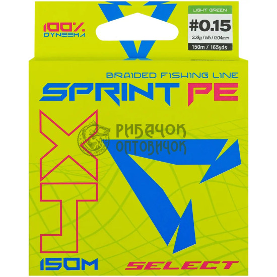 Шнур Select Sprint PE 4X Light Green 150m #0.15/0.04mm 5lb/2.3kg