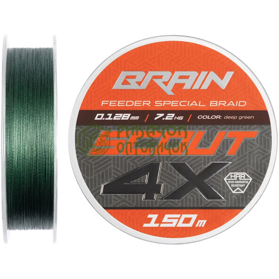 Шнур Brain Scout 4X (2026) 150m (deep green) 0.128mm 7.2kg