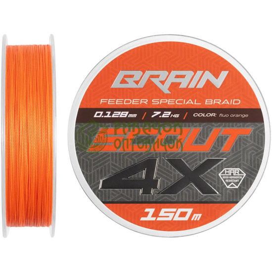 Шнур Brain Scout 4X (2026) 150m (fluoro Orange) 0.128mm 7.2kg