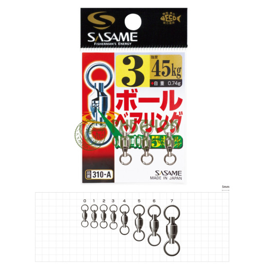 Вертлюг з підшипником SASAME Ball Bearing Swivel №3 310-A (3 шт/уп) 45 kg.