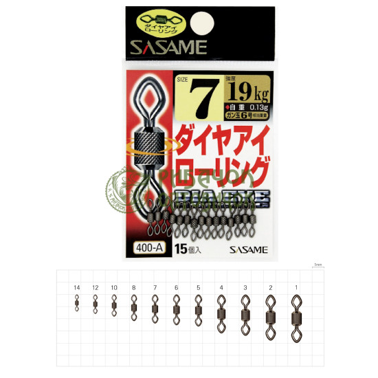 Вертлюги SASAME Dia Eye Swivel №6 400-A (14 шт/уп) 22 kg.