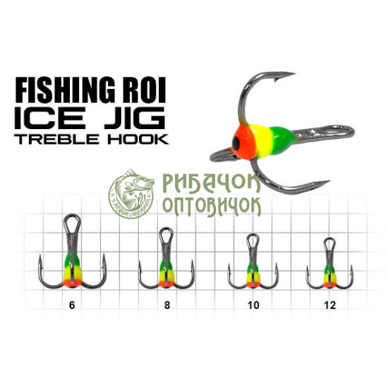 Гачок трійник с каплею Fishing ROI 10 GLR (25шт/уп) (M620)
