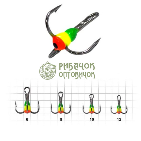 Гачок трійник с каплею Fishing ROI 14 GLR (25шт/уп) (M620)
