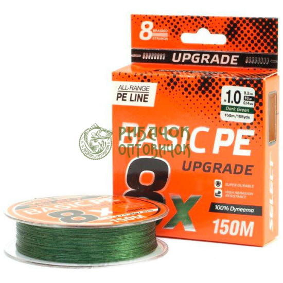Шнур Select Basic PE 8*150 m (темн-зел.)# 0.6/0.10mm 12lb/5.5kg