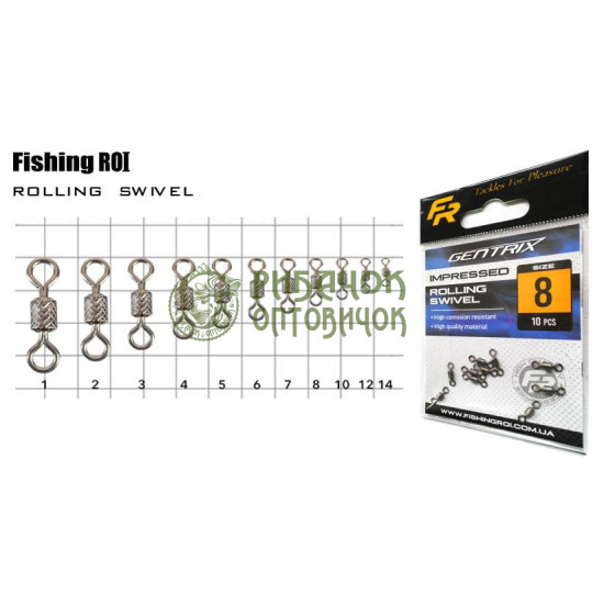Вертлюг Fishing ROI Impressed rolling swivel №5 (20уп/кор) (М707)