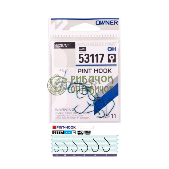53117-№4 Гачок "OWNER" (JAPAN) Pin hook blue ( 5 шт/ уп )
