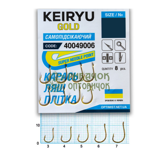 Гачок Optimist Keiryu Gold (самопідсекаючий) BN №3