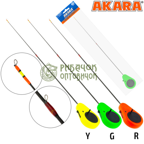Вудка зимова AKARA Detent F балалайка Жовта (з боковим стопором без кивкова хлист Carbon)  вага 21г. довжина 36см. (тест 1-8г.)
