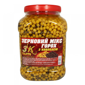 3Kbaits Зерновий МІКС ГОРОХ (з коноплею) банка 3л