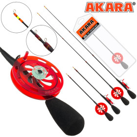 Вудка зимова AKARA Leader N з котушкою RED (телескоп з двома кільцями без кивкова (хлист Hi Carbon medium) вага 15г. довжина 45см. (тест 2-8г.)