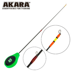 Вудка зимова AKARA Ice Pro 355 балалайка Зелена (хлист Carbon без кивковий з кільцями) вага 19г. довжина 37см. (тест 1-8 гр)