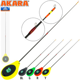 Вудка зимова AKARA Ice Pro 355 балалайка Жовта (хлист Carbon без кивковий з кільцями) вага 19г. довжина 37см. (тест 1-8 гр)