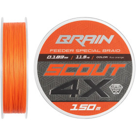 Шнур Brain Scout 4X (2026) 150m (fluoro Orange) 0.183mm 11.9kg