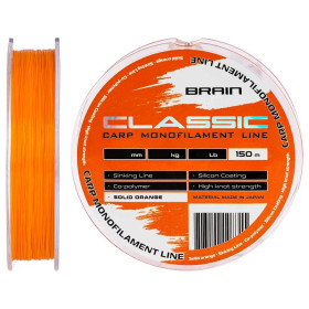 Волосінь Brain Classic Carp Line Solid orange 150m 0,28mm 7,9kg 18lb