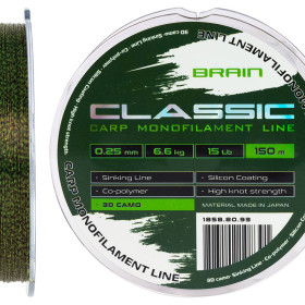 Волосінь Brain Classic Carp Line 3D camo 150m 0,25mm 6,6kg 15lb