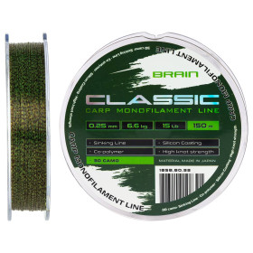 Волосінь Brain Classic Carp Line 3D camo 150m 0,25mm 6,6kg 15lb