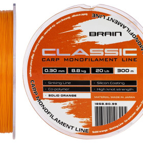 Волосінь Brain Classic Carp Line Solid orange 300m 0,30mm 8,8kg 20lb