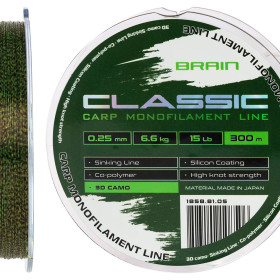Волосінь Brain Classic Carp Line 3D camo 300m 0,25mm 6,6kg 15lb