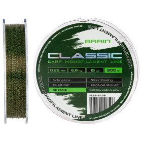 Волосінь Brain Classic Carp Line 3D camo 300m 0,25mm 6,6kg 15lb