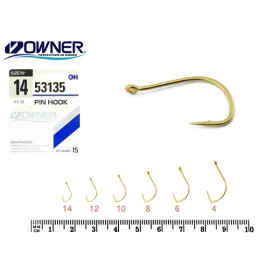 53135-№10 Гачок "OWNER" (JAPAN) Pin hook Gold ( 5 шт/ уп )