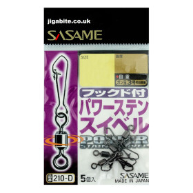 Застібка з вертлюгом SASAME Power Hooked Swivel №8 210-D (5 шт/уп) 17 kg.