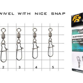 Вертлюг із застібкою Fishing ROI Impressed rolling swivel with nice snap №12 (20уп/кор) (М707)