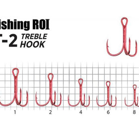 Трійник Fishing ROI Treble Hook T-2 RED #2 (уп.5шт)