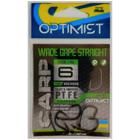 Гачок Optimist Carp Wade gape straight Teflon BN №6