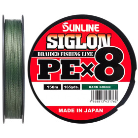 Шнур Sunline Siglon PE х8 150m (темно-зелений.) #0.8/0.153mm 12lb/6.0kg